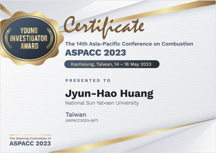 [榮譽]恭賀機電系許聖彥教授及指導學生黃峻豪參加ASPACC 榮獲Young Investigator Award圖片