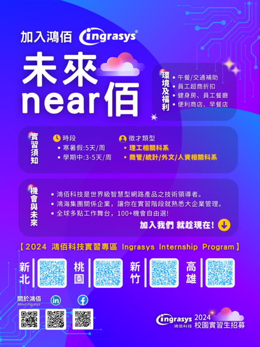 [徵才] 2024【加入鴻佰 未來NEAR佰】 Ingrasys鴻佰科技線上徵才說明會圖片